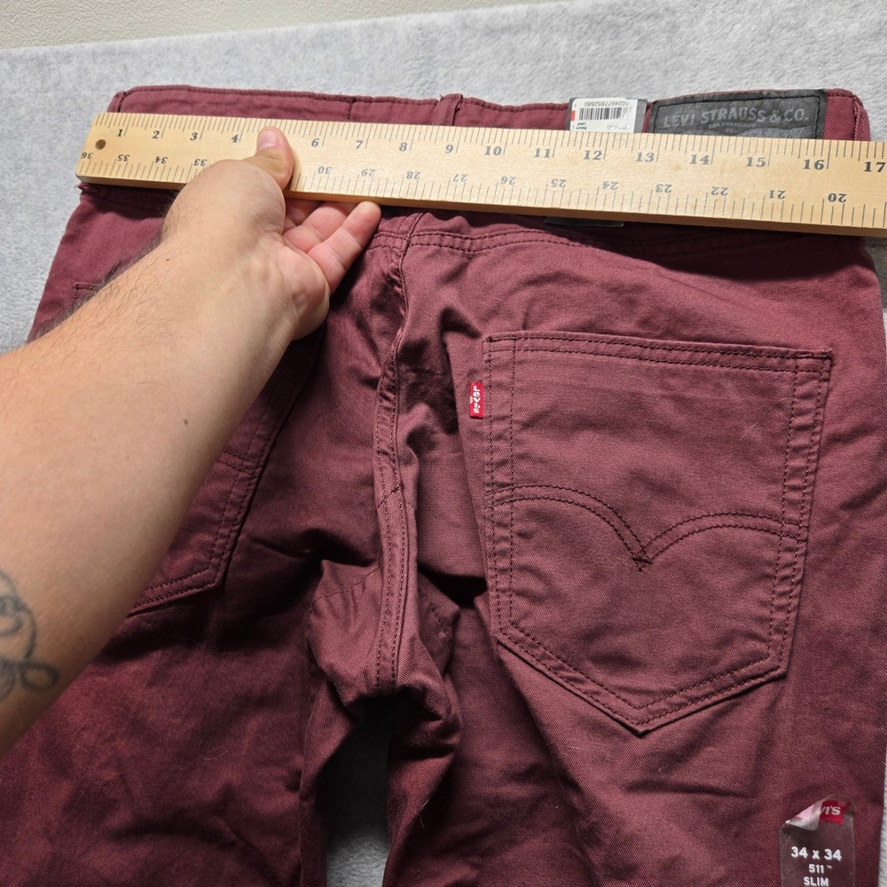 Levis Commuter 511 Slim Fit Pants Burgundy Maroon 3M Reflective 34x34 NEW - Picture 7 of 9